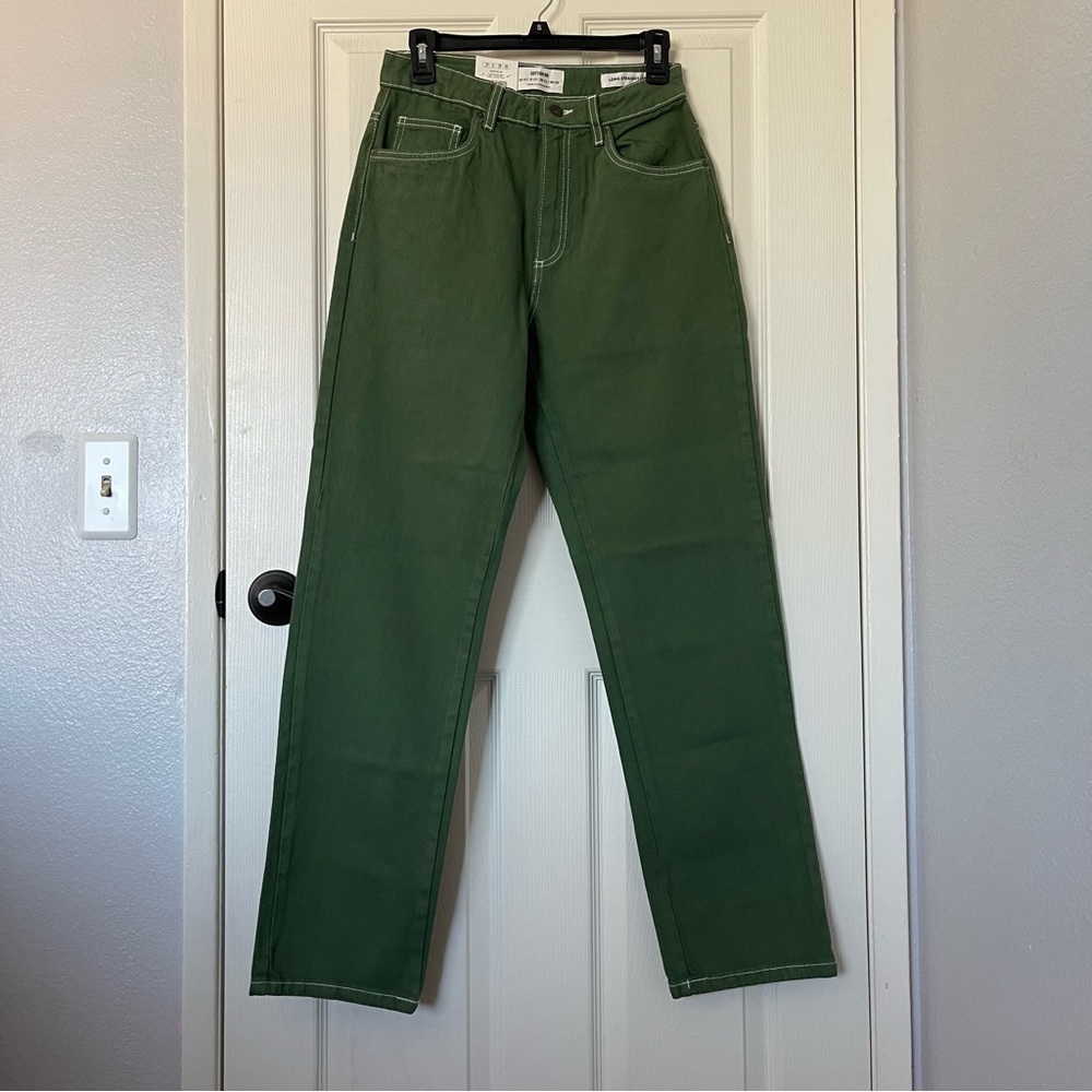 Cotton On Long Straight Jean in Forest Green size 6